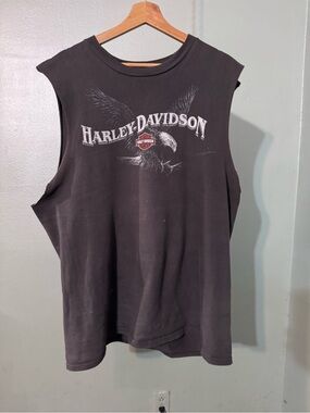 Harley-Davidson Black Tee with White and Red Eagle Graphic XL